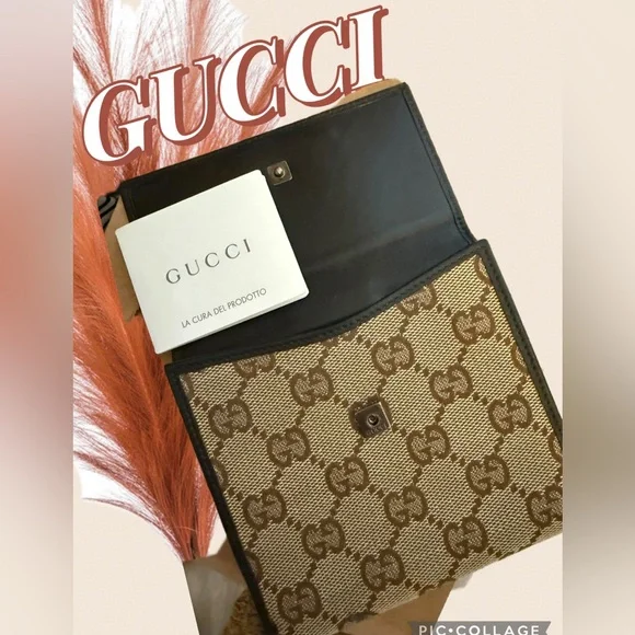 🦋 Authentic Gucci🦋Brown and Tan Logo Wallet Signature Canvas UNISEX Double EUC - Picture 1 of 12
